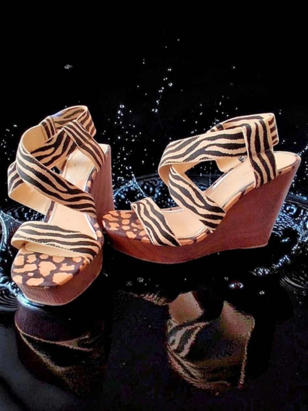 Jessica Simpson Bolir Wedge Sandal Animal Print Brown & Tan